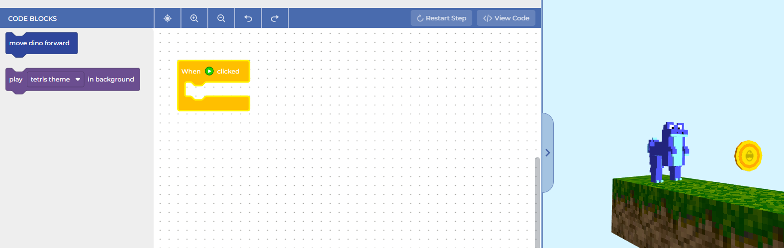 block coding t-rex game